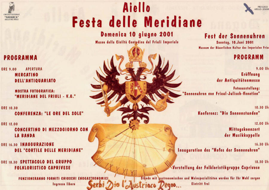 Programma della Festa delle Meridiane 2001 ad Aiello del Friuli