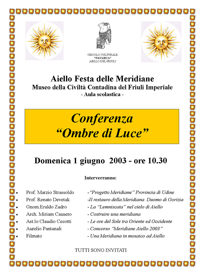 Conferenza "Ombre di Luce" nel contesto della Festa delle Meridiane 2003 ad Aiello del Friuli