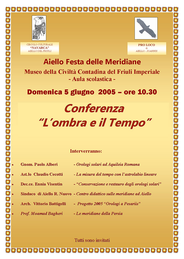 Conferenza "L'ombra e il Tempo" nel contesto della Festa delle Meridiane 2004 ad Aiello del Friuli