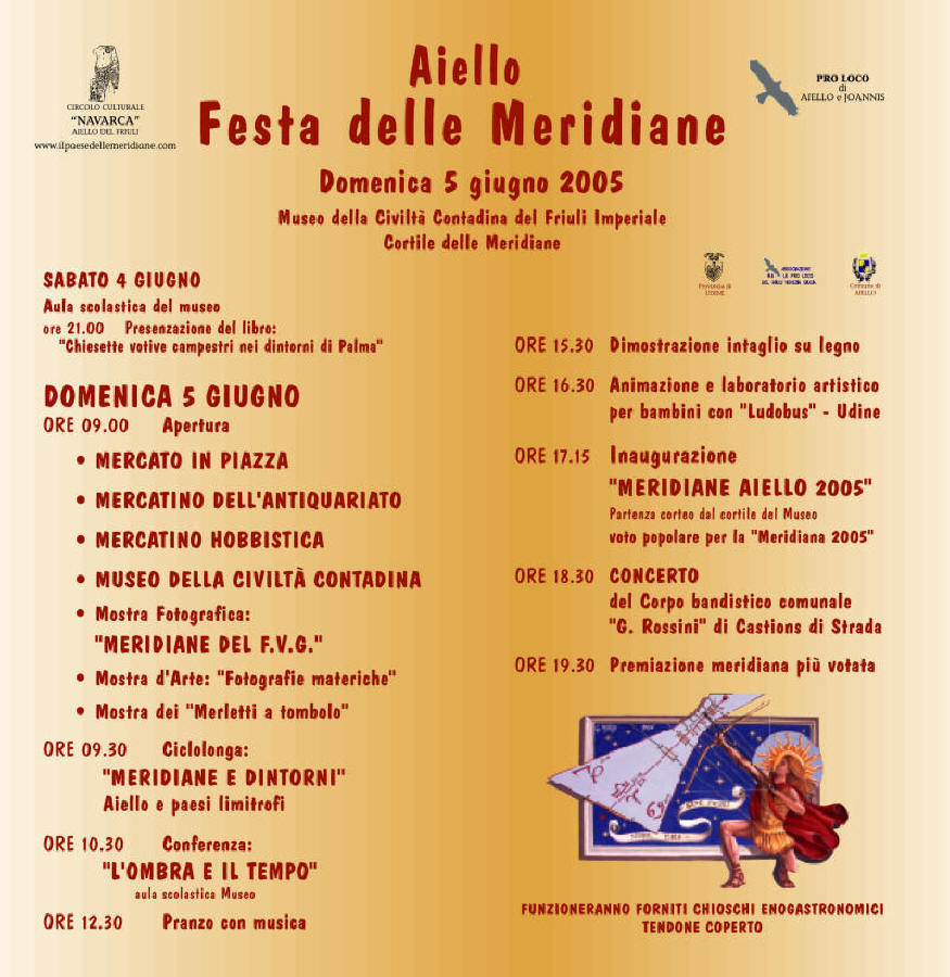 Programma della Festa delle Meridiane 2005 ad Aiello del Friuli
