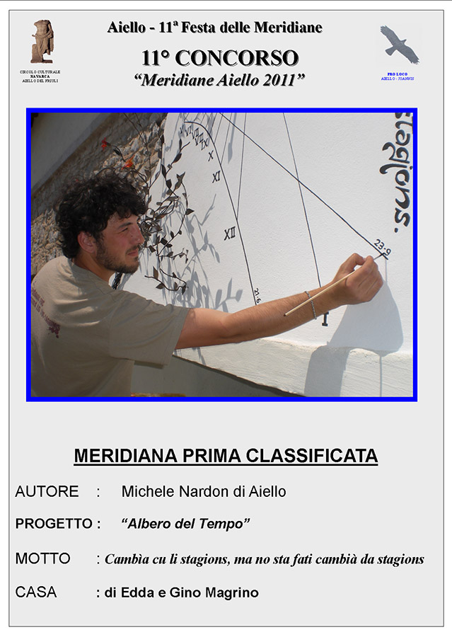 Prima meridiana classificata al concorso "Meridiane Aiello 2011": casa Magrino - progetto "Albero del Tempo" di Michele Nardon