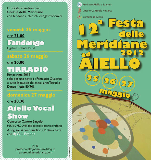 Fronte del Depliant della Festa delle Meridiane 2012 ad Aiello del Friuli