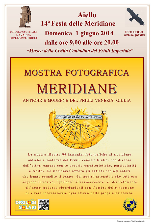 Mostra fotografica "Meridiane del FVG" nel contesto della Festa delle Meridiane 2014 ad Aiello del Friuli