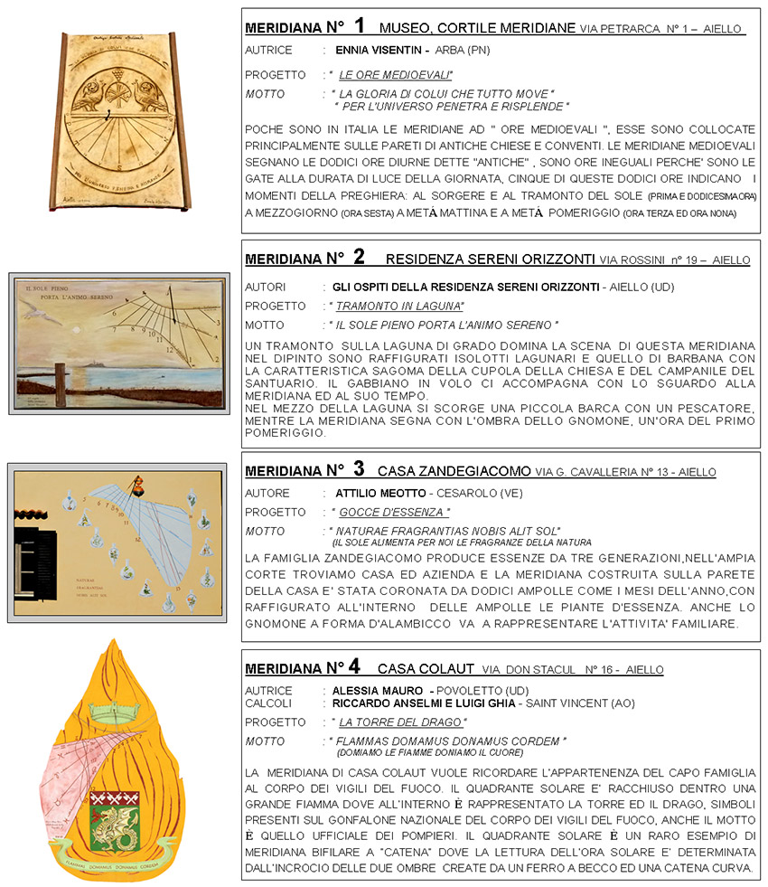 Meridiane in concorso alla Festa delle Meridiane 2015 di Aiello del Friuli