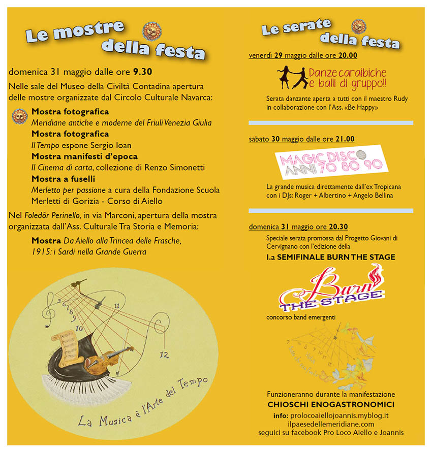 Programma della Festa delle Meridiane 2015 ad Aiello del Friuli