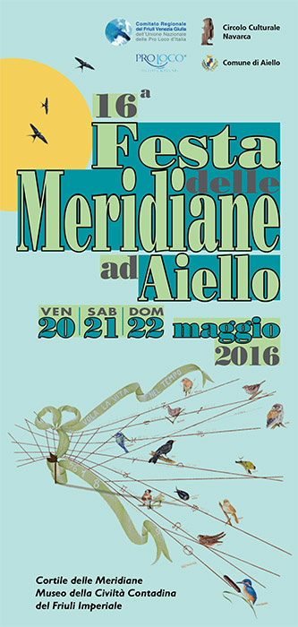 Fronte depliant della Festa delle Meridiane 2016 ad Aiello del Friuli