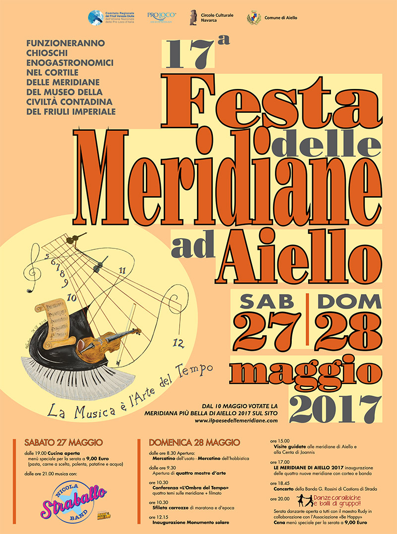 Programma della sedicesima Festa delle Meridiane ad Aiello del Friuli - 27-28 maggio 2017