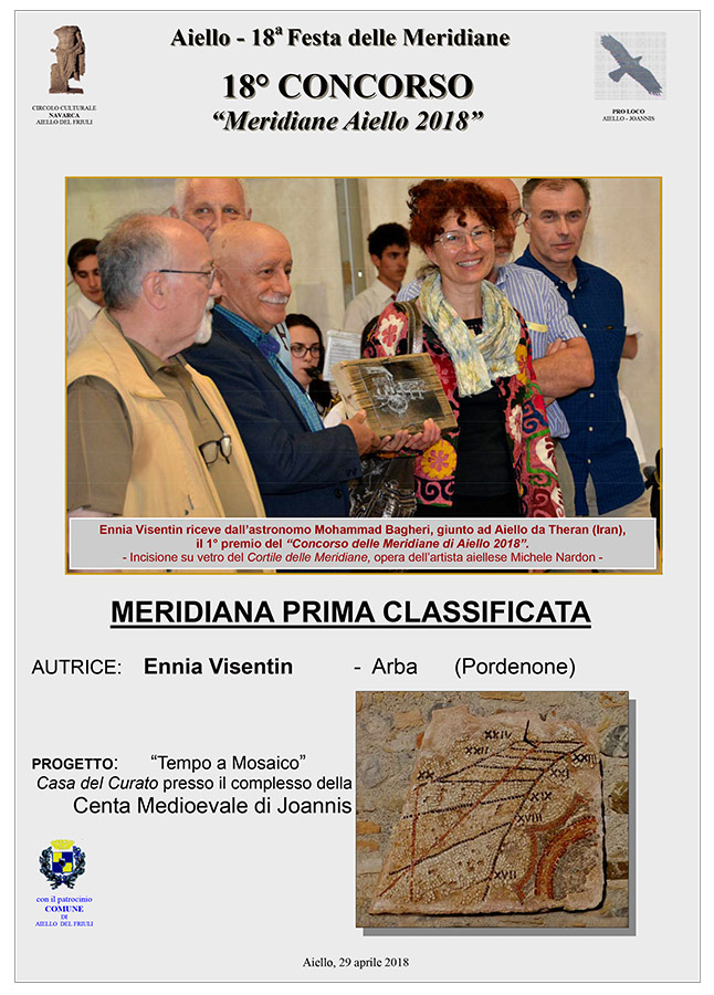 Prima meridiana classificata al concorso "Meridiane Aiello 2018": la meridiane della centa medioevale di Joannis realizzata da Ennia Visentin