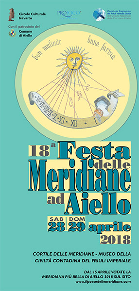 Fronte depliant della Festa delle Meridiane 2018 ad Aiello del Friuli