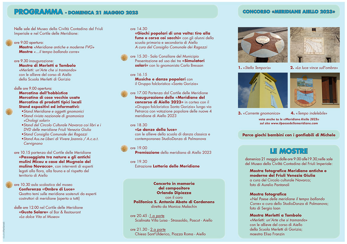 Programma della Festa delle Meridiane 2023 ad Aiello del Friuli