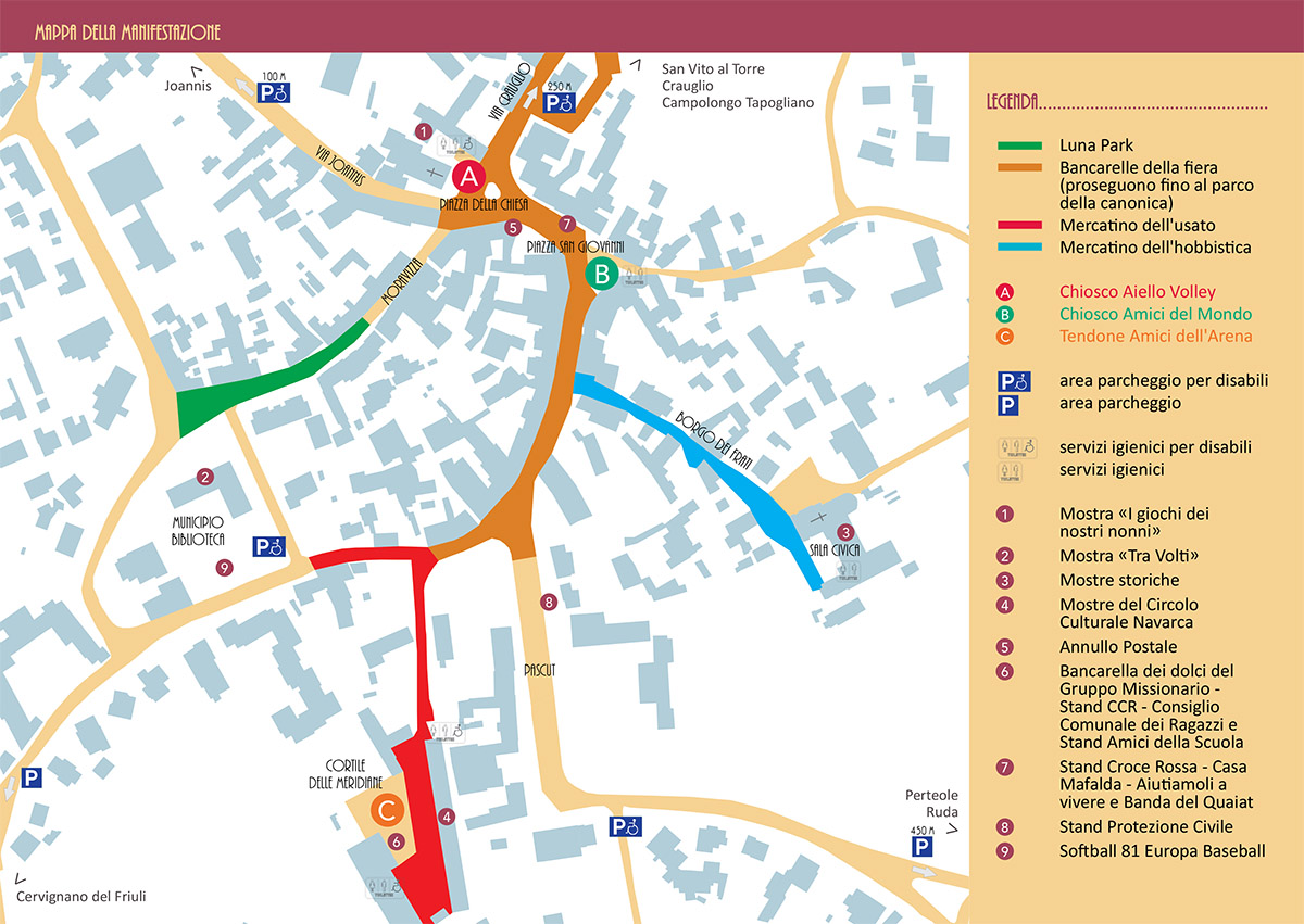 Mappa della manifestazione della 204 Fiera di San Carlo ad Aiello del Friuli