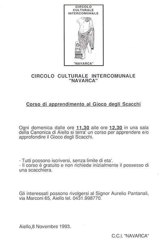 Iniziativa del 8 novembre 1993: Corso di scacchi