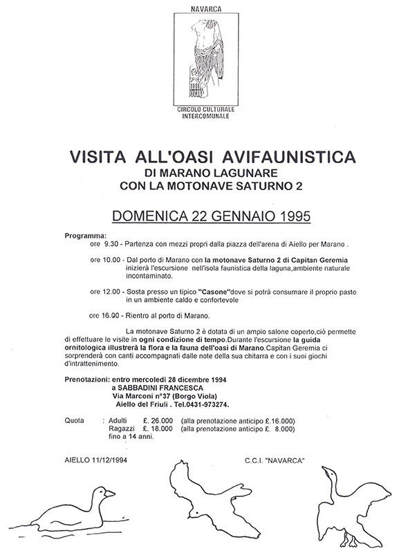 Iniziativa del 22 gennaio 1995: Visita all'oasi avifaunistica di Marano Lagunare