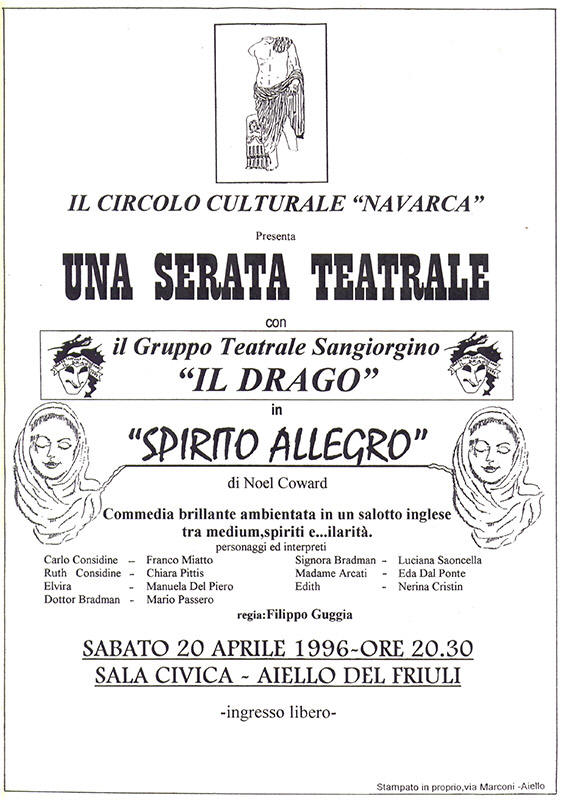 Iniziativa del 20 aprile 1996: Teatro "Spirito allegro" con il gruppo teatrale Sangiorgino "Il Drago"