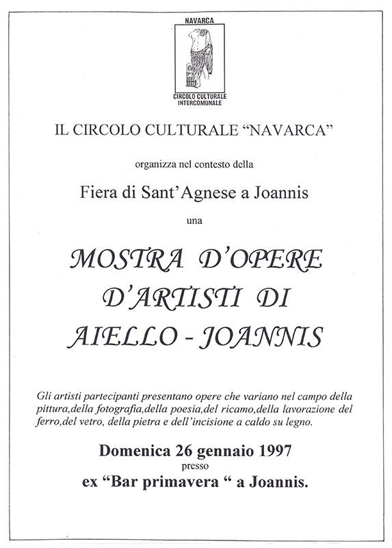 Iniziativa del 26 gennaio 1997: Mostra d'opere d'artisti locali nel contesto della Festa di San't Agnese