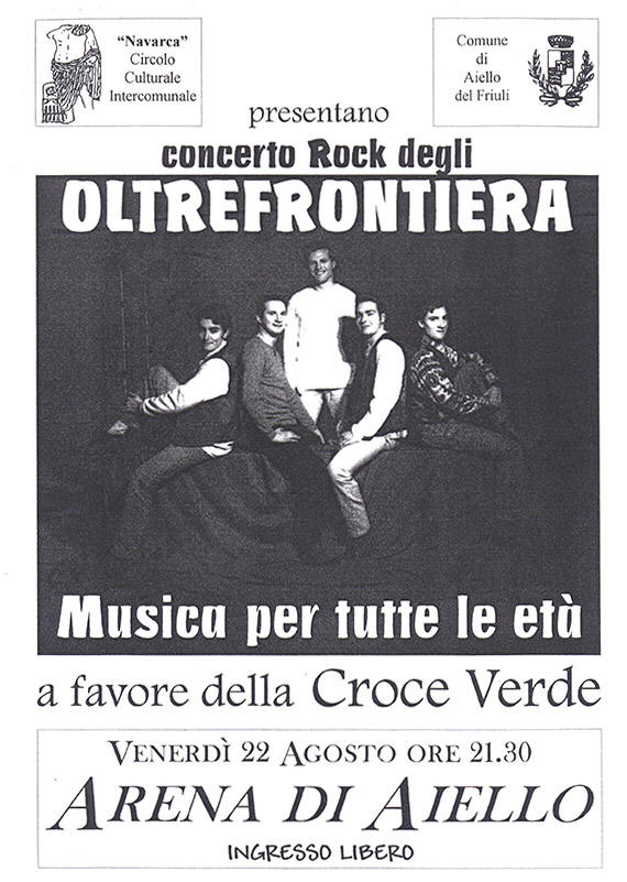 Iniziativa del 22 agosto 1997: Concerto rock con gli Oltrefrontiera a favore della Croce Verde