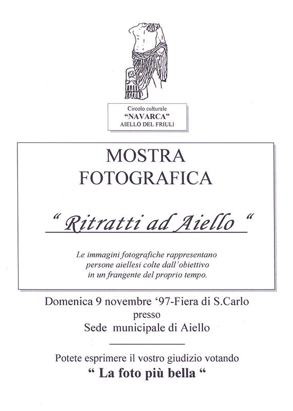 Iniziativa del 9 novembre 1997: Mostra fotografica "Ritratti ad Aiello" nel contesto della Fiera di San Carlo