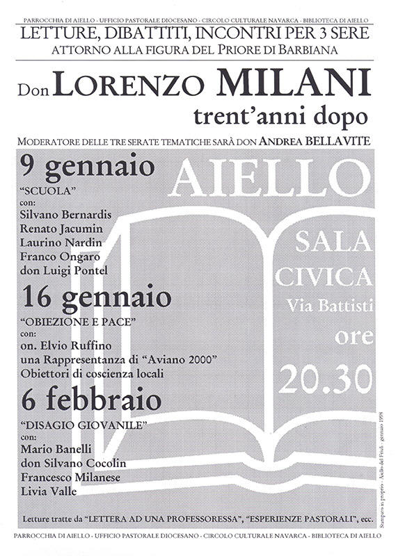 Iniziativa di gennaio-febbraio 1998: Serate a trent'anni di don Lorenzo Milani