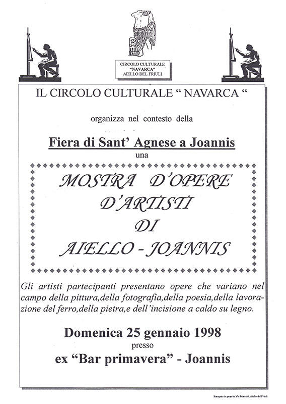 Iniziativa del 25 gennaio 1998: Mostra d'opere d'artisti locali nel contesto della Fiera di Sant'Agnese