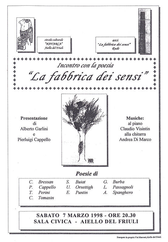 Iniziativa del 7 marzo 1998: Incontro con la poesia "La fabbrica dei sensi"