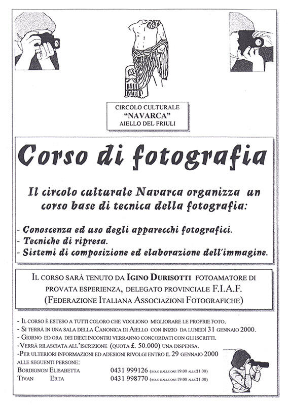 Iniziativa dI gennaio 2000: Corso di fotografia con Igino Durisotti