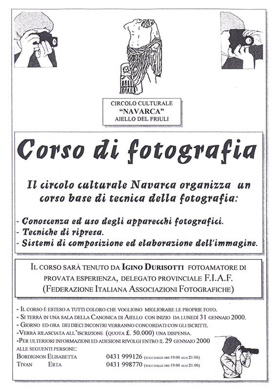 Iniziativa dI gennaio 2000: Corso di fotografia con Igino Durisotti