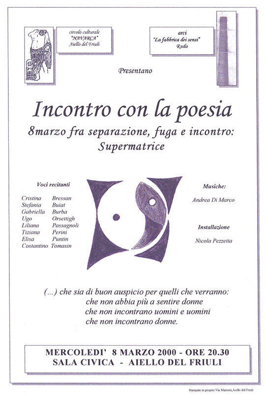 Iniziativa del 8 marzo 2000: Incontro con la poesia