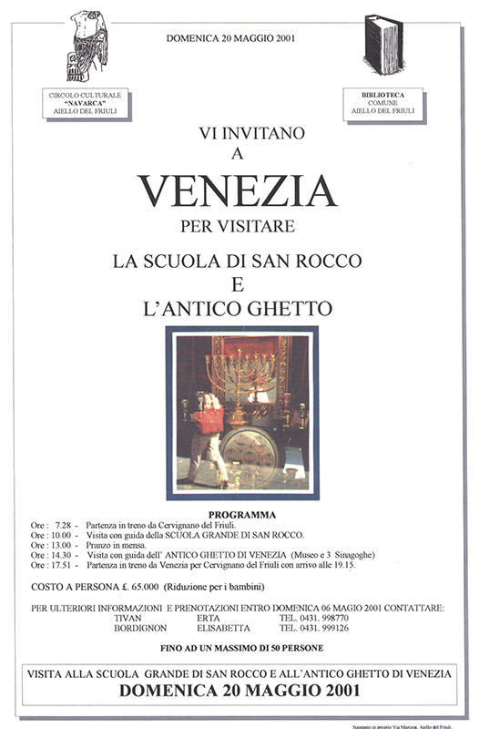 Iniziativa del 20 maggio 2001: Gita a Venezia alla scuola di San Rocco e l'antico ghetto