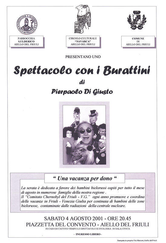Iniziativa del 4 agosto 2001: Spettacolo di burattini con Pierpaolo Di Giusto