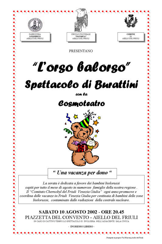 Iniziativa del 10 agosto 2002: Spettacolo di burattini: "L'orso balorso" con la Cosmoteatro