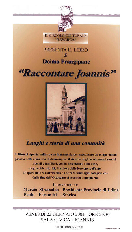 Iniziativa del 23 gennaio 2004: Presentazione del libro: Raccontare Joannis