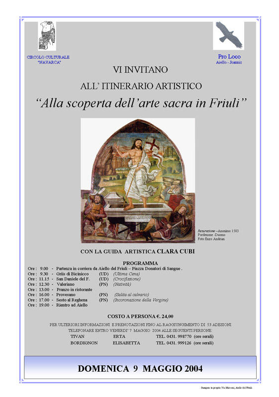 Iniziativa del 9 maggio 2004: Alla scoperta dell'arte sacre in Friuli