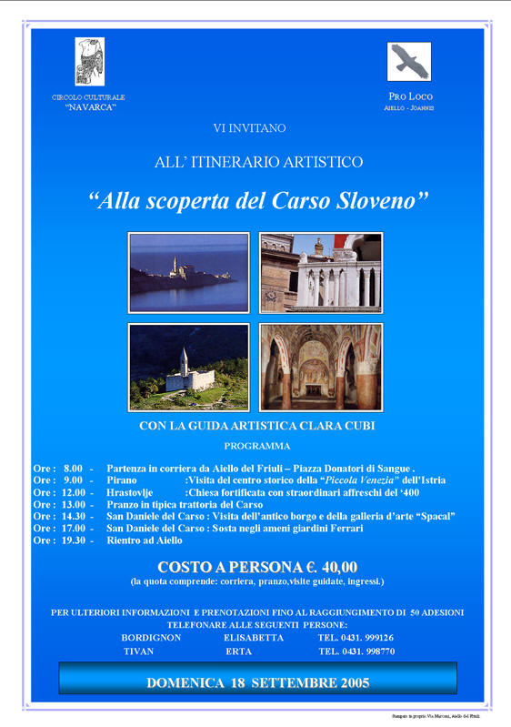 Iniziativa del 18 settembre 2005: Alla scoperta del Carso sloveno