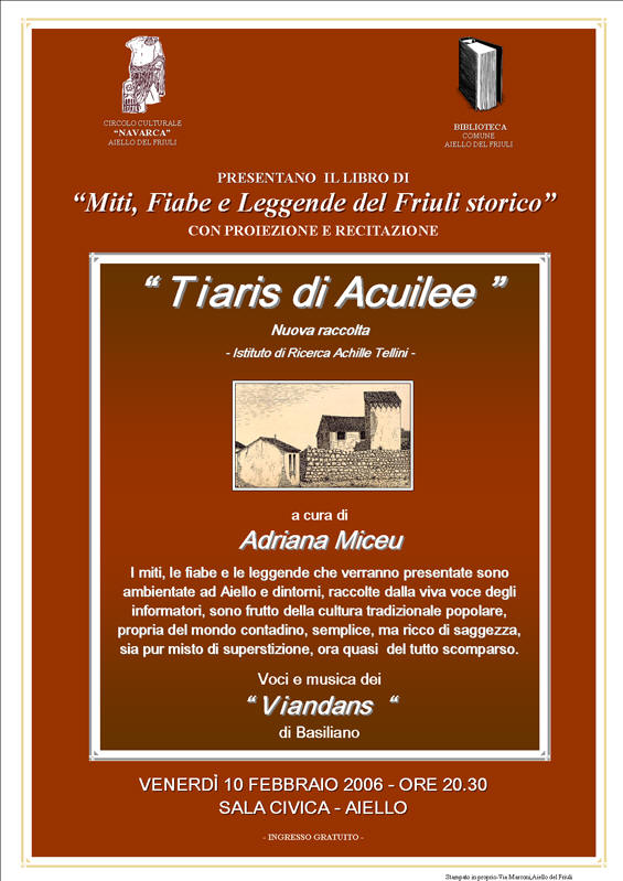 Iniziativa del 10 febbraio 2006: presentazione del libro: Tiaris di Acuilee
