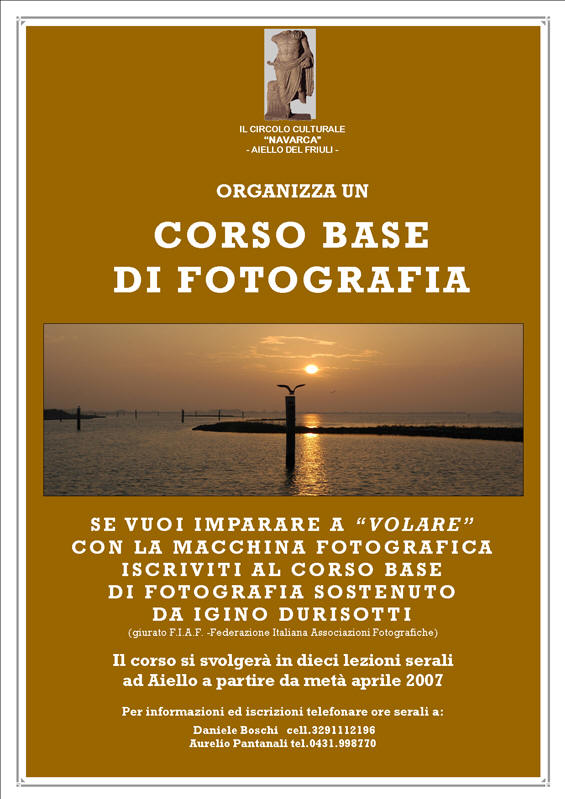 Iniziativa di aprile 2007: Corso base di fotografia con il fotografo Igino Durisotti