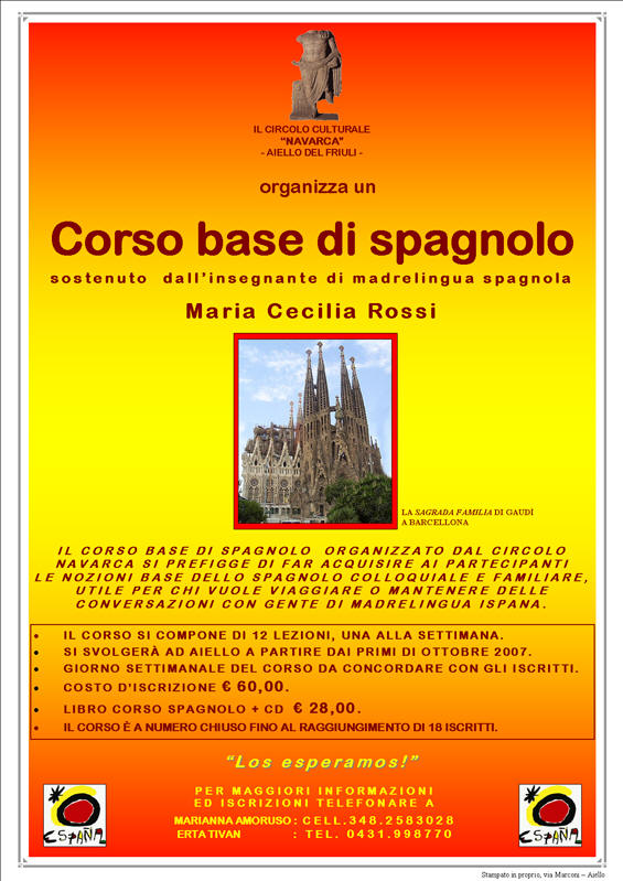 Iniziativa di ottobre 2007: Corso base di spagnolo con l'insegnante Maria Cecilia Rossi