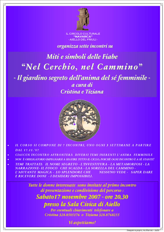 Iniziativa del 17 novembre 2007: Serata con miti e simboli delle Fiabe dal titolo: Il giardino segreto dell'anima del s femminile
