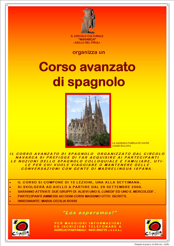 Iniziativa di ottobre 2008: Corso avanzato di spagnolo con l'insegnante Maria Cecilia Rossi