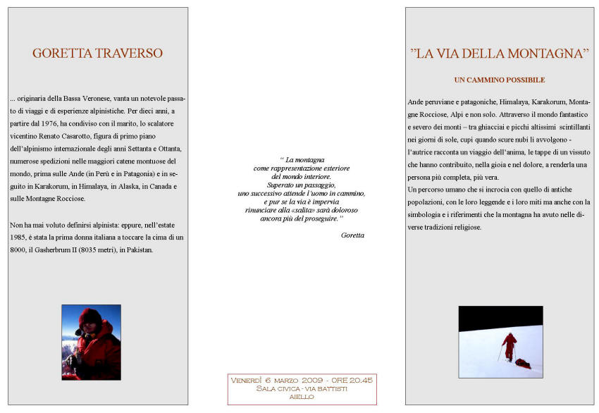 Invito alla proiezione del video: "La via della montagna" di Goretta Traverso