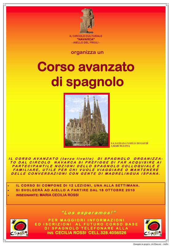 Iniziativa di ottobre 2010: Corso avanzato di spagnolo con l'insegnante Maria Cecilia Rossi