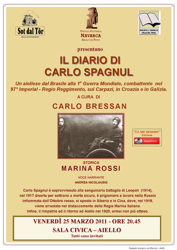 Iniziativa del 25 marzo 2011: Presentazione del libro "Il Diario di Carlo Spagnul"