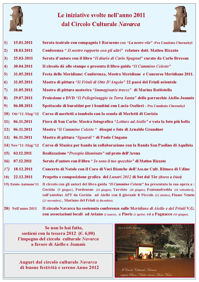 Riepilogo delle attivit del Circolo Navarca nell'anno 2011