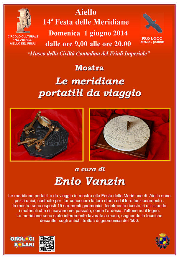 Mostra "Le meridiane portatili da viaggio" a cura di Enio Vanzin nel contesto della Festa delle Meridiane 2014 ad Aiello del Friuli