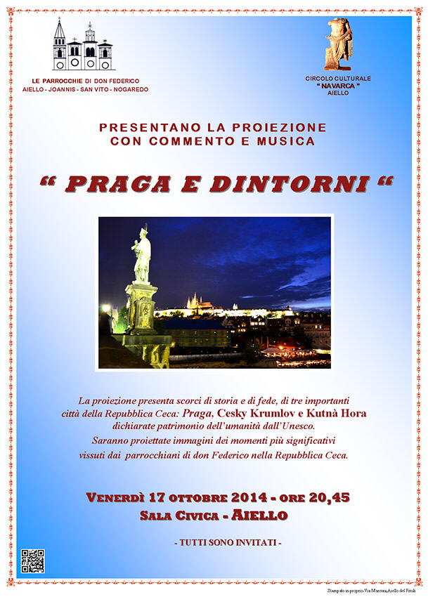 Iniziativa del 17 ottobre: proiezione della gita parrocchiale "Praga e dintorni"