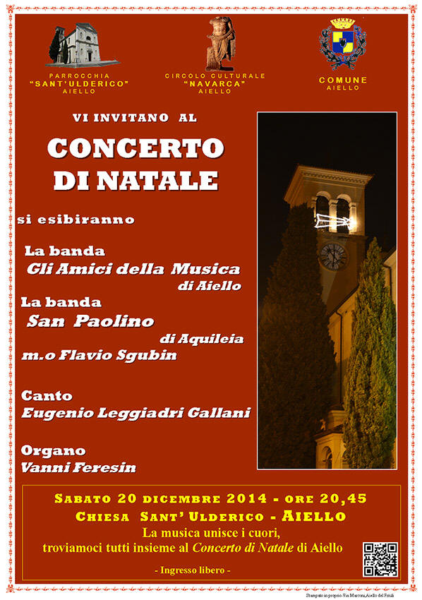 Iniziativa del 20 dicembre 2014: Concerto di Natale ad Aiello in chiesa Sant'Ulderico