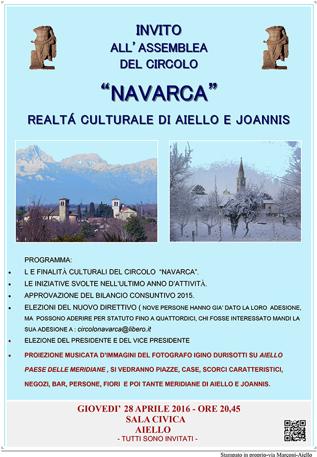 Iniziativa del 28 aprile 2016: presentazione del circolo Navarca ed elezione del nuovo direttivo