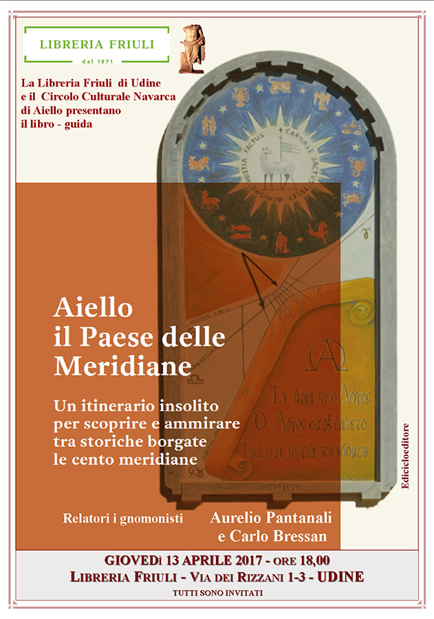 Iniziativa del 13 aprile 2017: presentazione del libro guida "Aiello, il paese delle Meridiane" di Aurelio Pantanali e Ediciclo editore