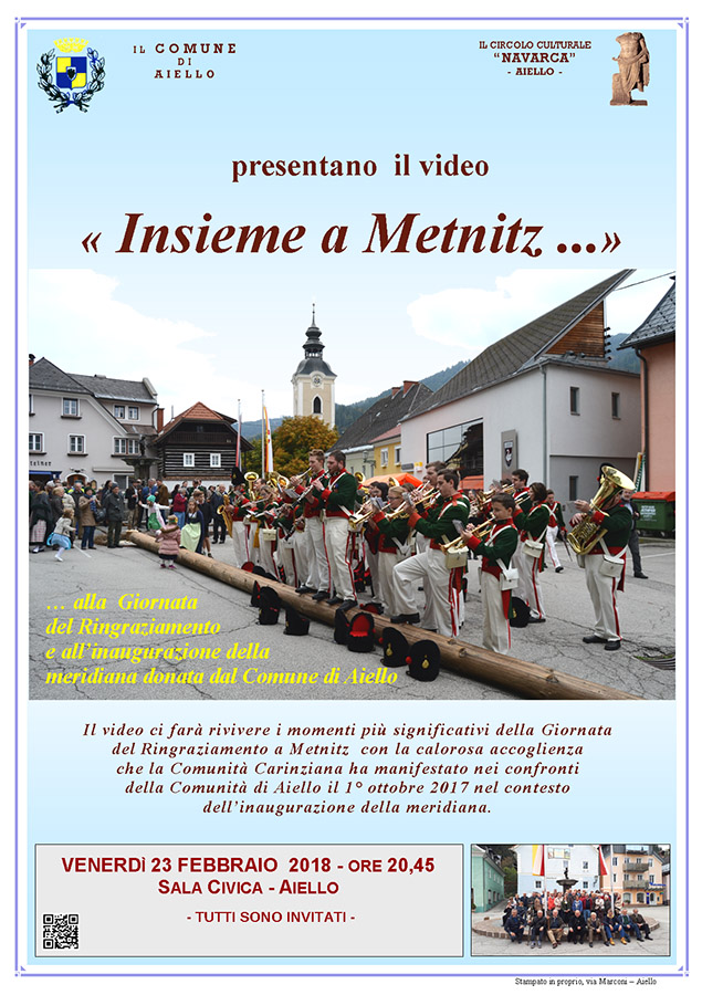 Iniziativa del 23 febbraio 2018: presentazione del video "Insieme a Metniz"