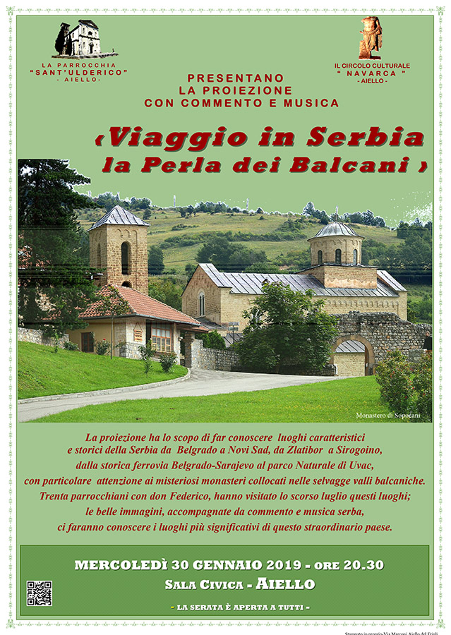 Iniziativa del 30 gennaio 2019: Proiezione del viaggio in Serbia: la perla dei Balcani