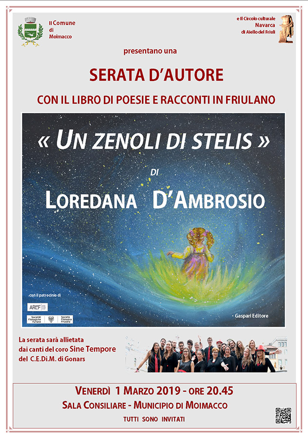Iniziativa del 1 marzo 2019: Presentazione del libro di poesie in friulano "Un zenoli di stelis" di Loredana d'Ambrosio